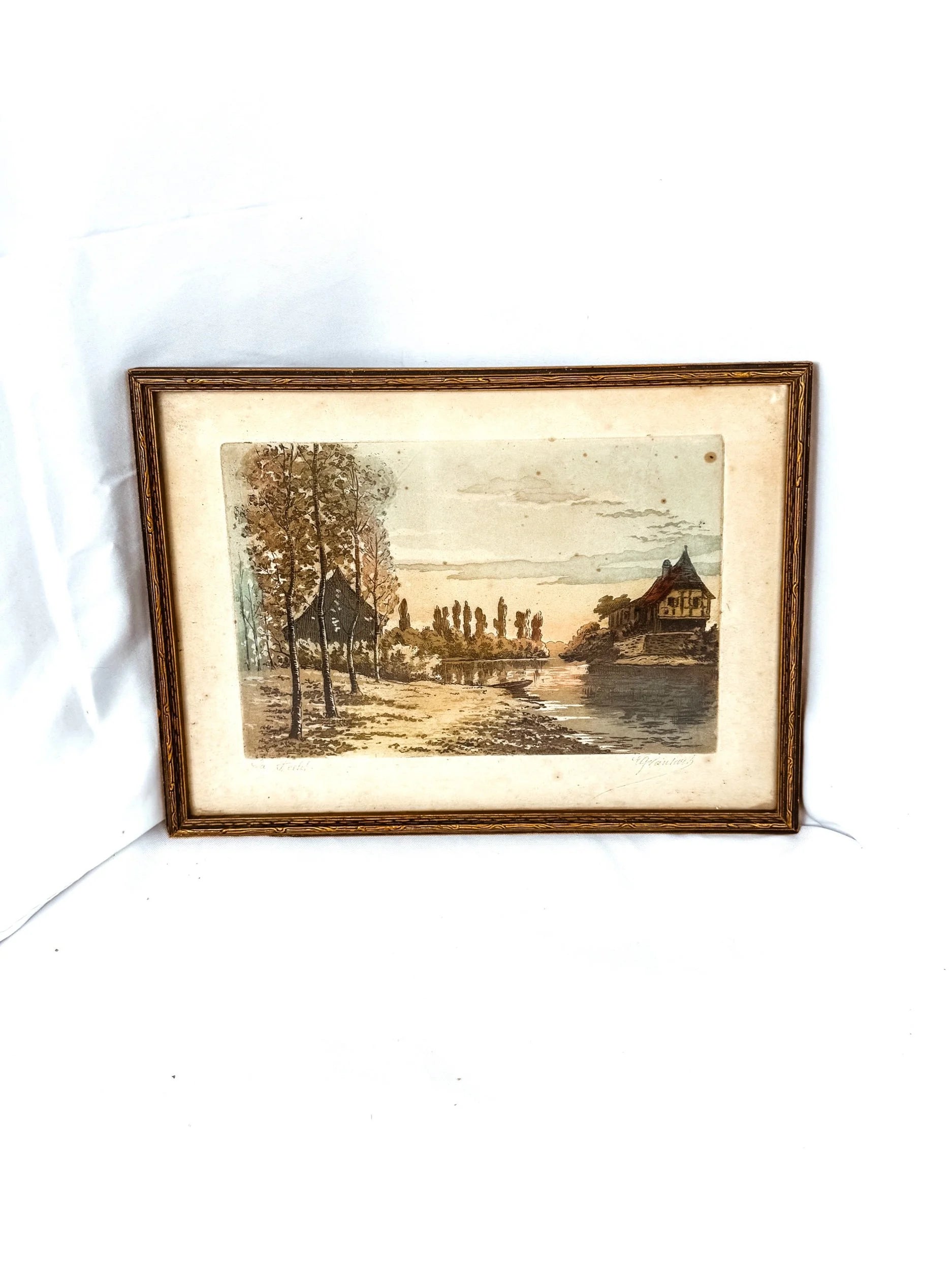 Framed, Signed Cottage Landscape Artwork