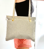 Vintage Whiting and Davis Style Cream Mesh Shoulder Bag