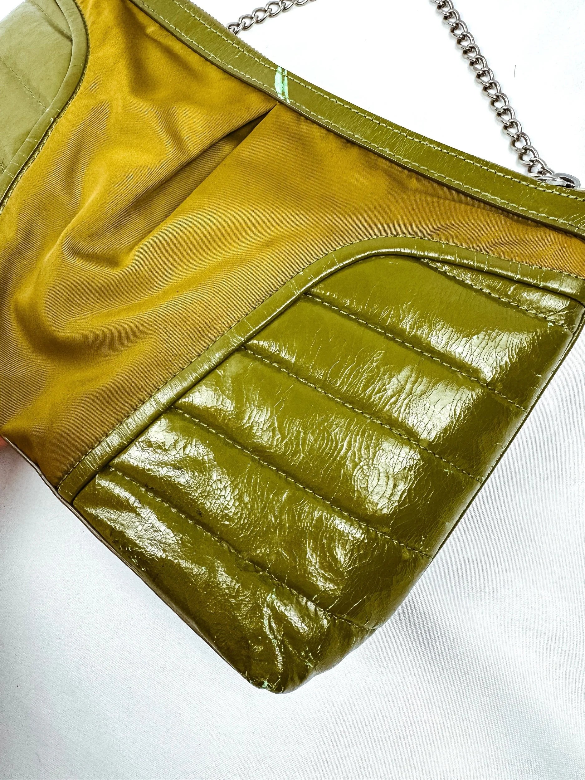 Vintage Burberry Olive Patent Leather Crossbody Bag