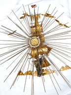 Large Signed Torch Cut Brass Sunburst MCM Wall Sculpture