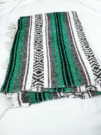 Green/Grey Fringed Southwestern Blanket