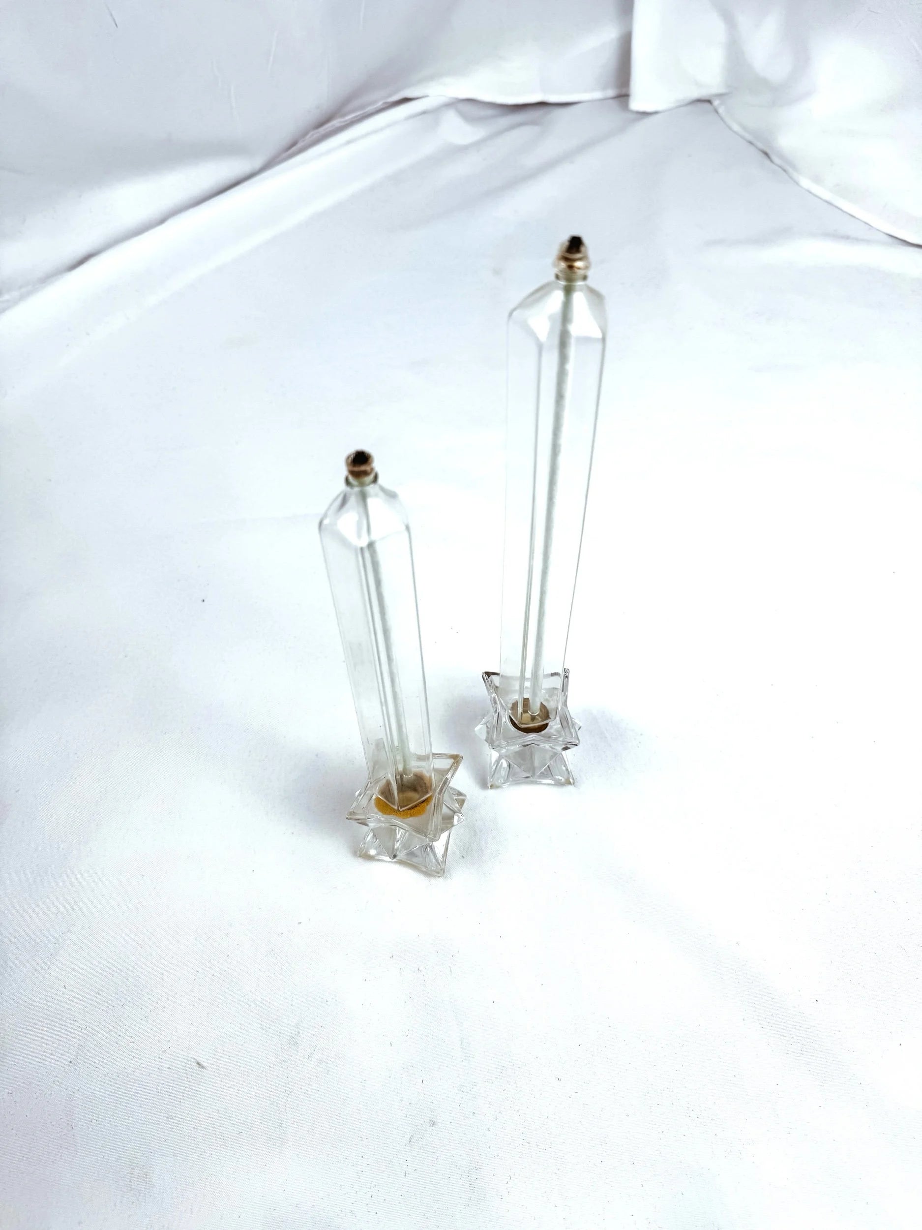 Set of Two Firelight Glass Star Taper Oil Candles