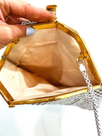 Vintage Whiting and Davis Style White Metal Mesh Handbag