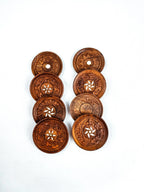 Set of 8 Vintage Carved Wood Coasters