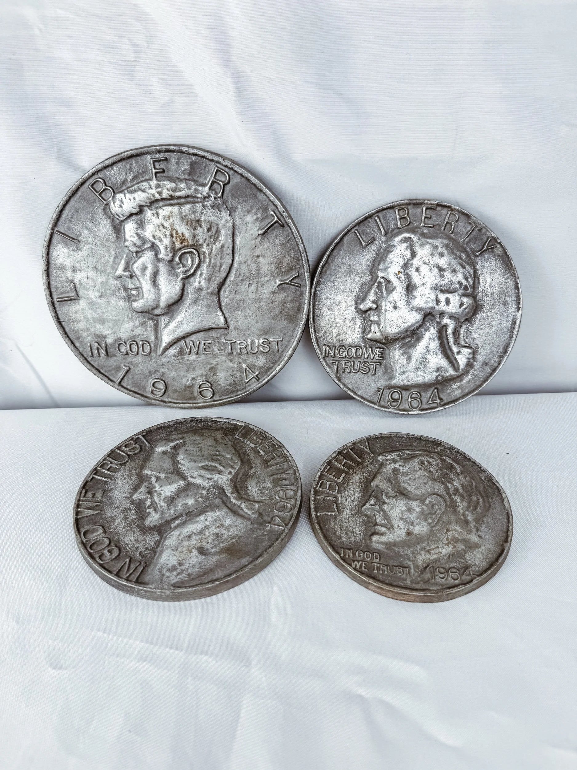 Set of 4 Heavy Metal Coin Wall Decor