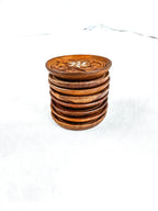 Set of 8 Vintage Carved Wood Coasters