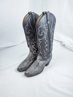 Women’s Grey Snakeskin Leather Cowboy Boots