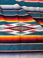 Wool Vintage Mexican Serape, Hand-Loomed