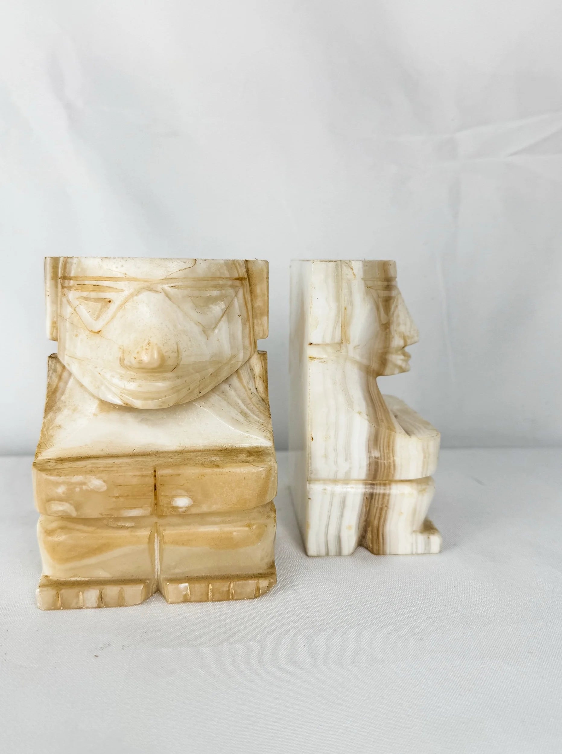 Pair of Onyx Stone Tribal Bookends