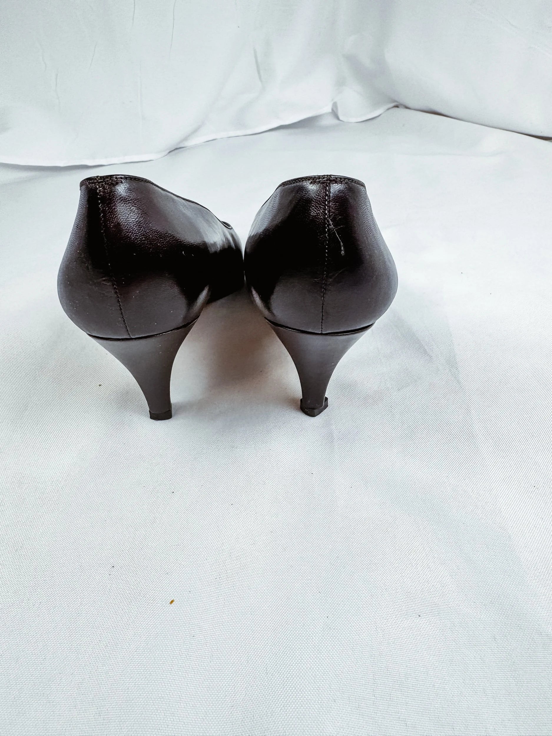 YSL Yves Saint Laurent Dark Brown Italian Leather Pumps