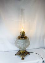 Vintage Frosted Glass Electrified Lamp
