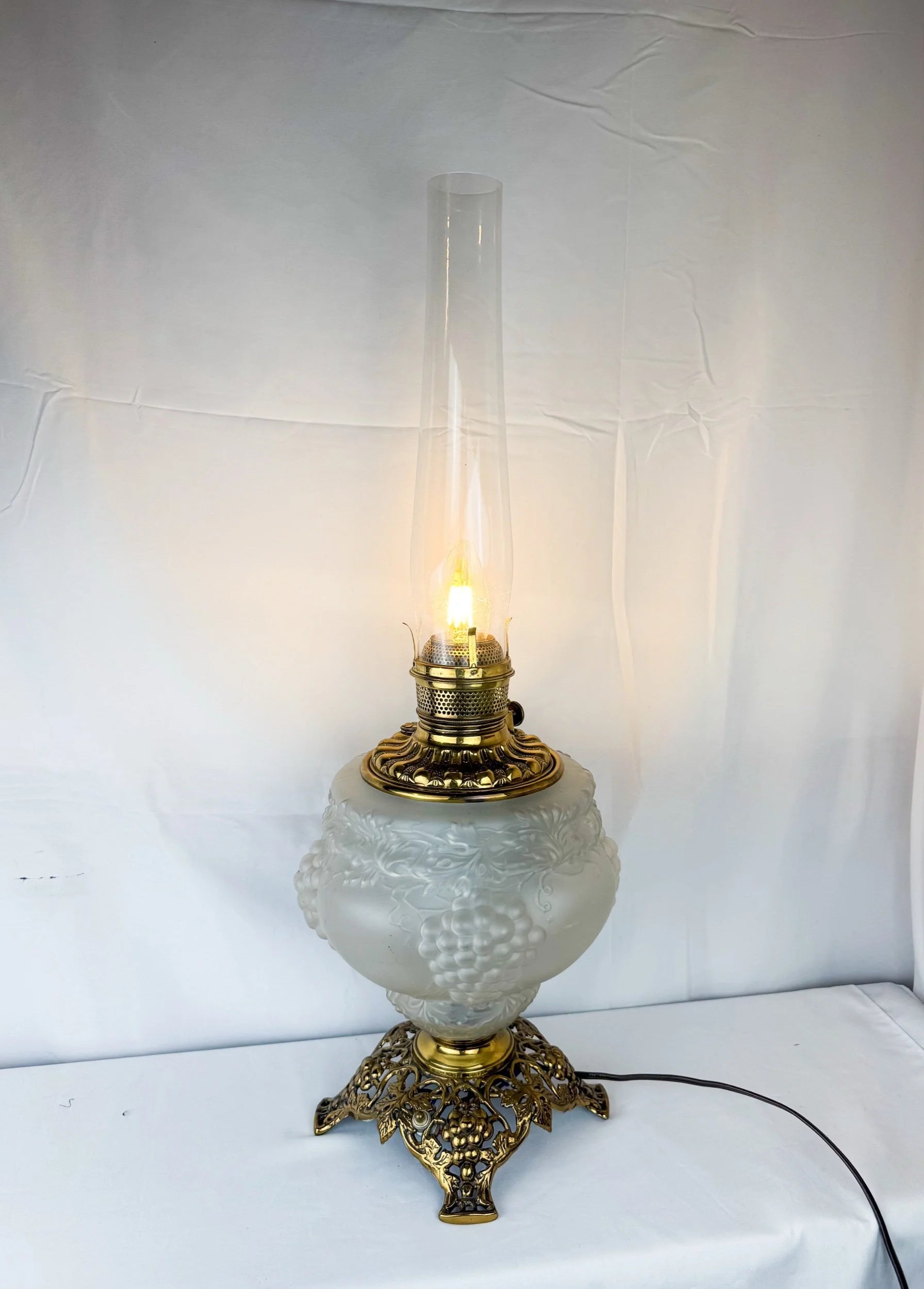 Vintage Frosted Glass Electrified Lamp