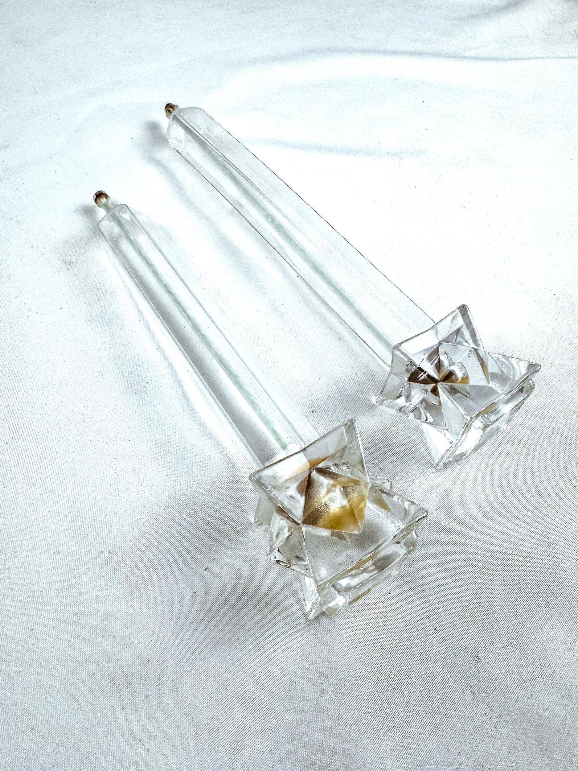 Set of Two Firelight Glass Star Taper Oil Candles