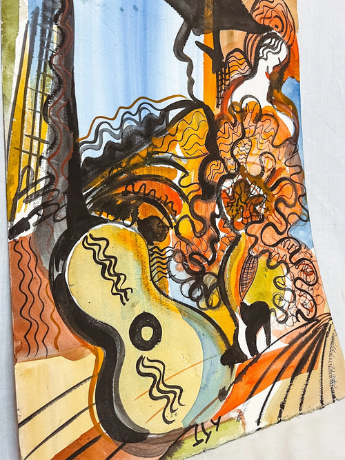 Double-Sides Abstract/ Seascape Watercolor on Paper