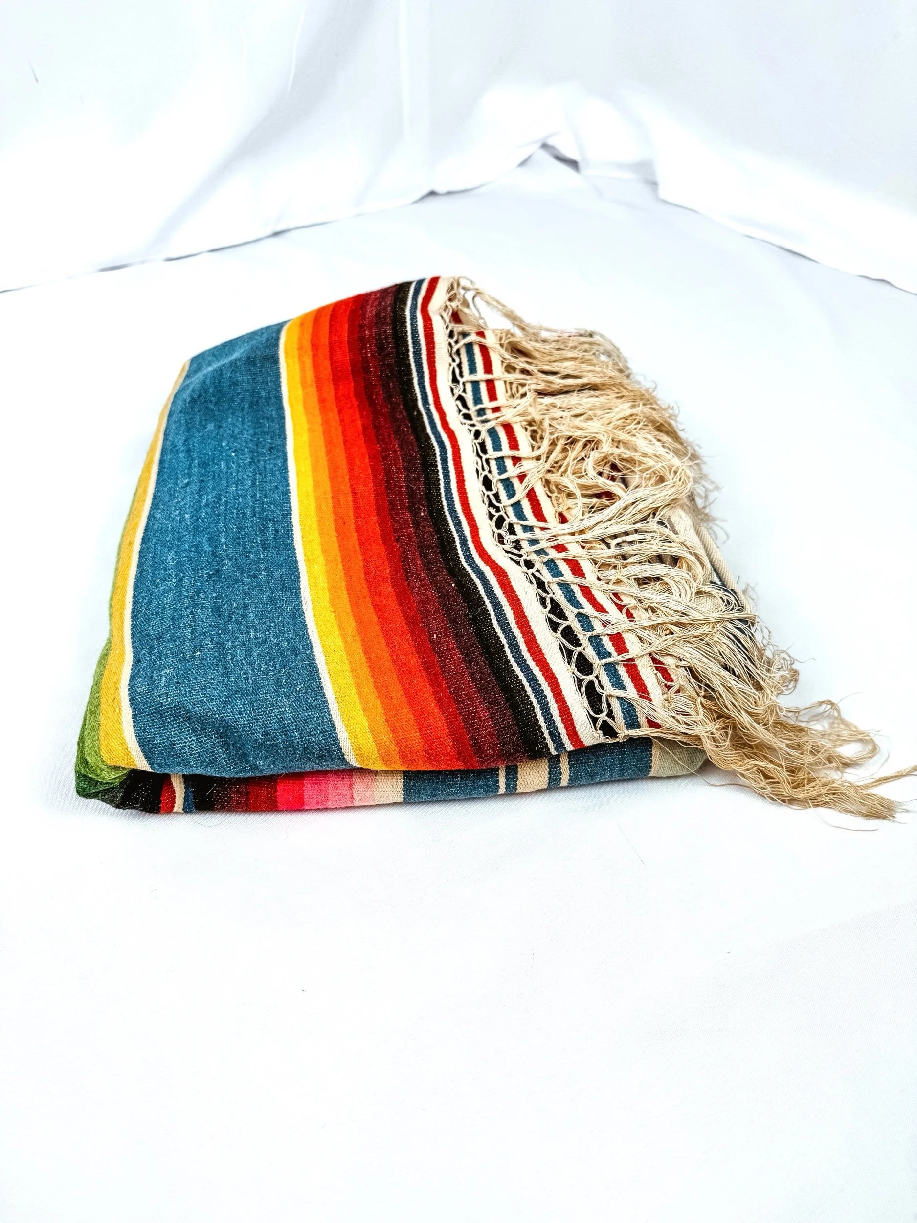 Wool Vintage Mexican Serape, Hand-Loomed