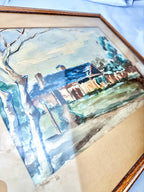 Framed Abstract Original Watercolor Painting, Signed