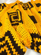 Retro Gold/Brown Geometric Hand-Crocheted Afghan