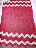 Pink Chevron Pom Pom Hand-Crocheted Blanket