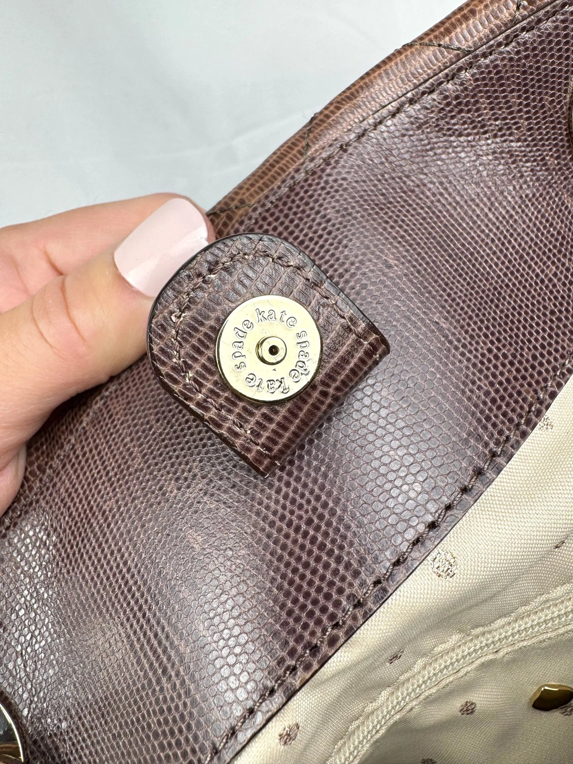 Kate Spade Gold Coast Maryanne Bag, Brown Lizard-Embossed Leather