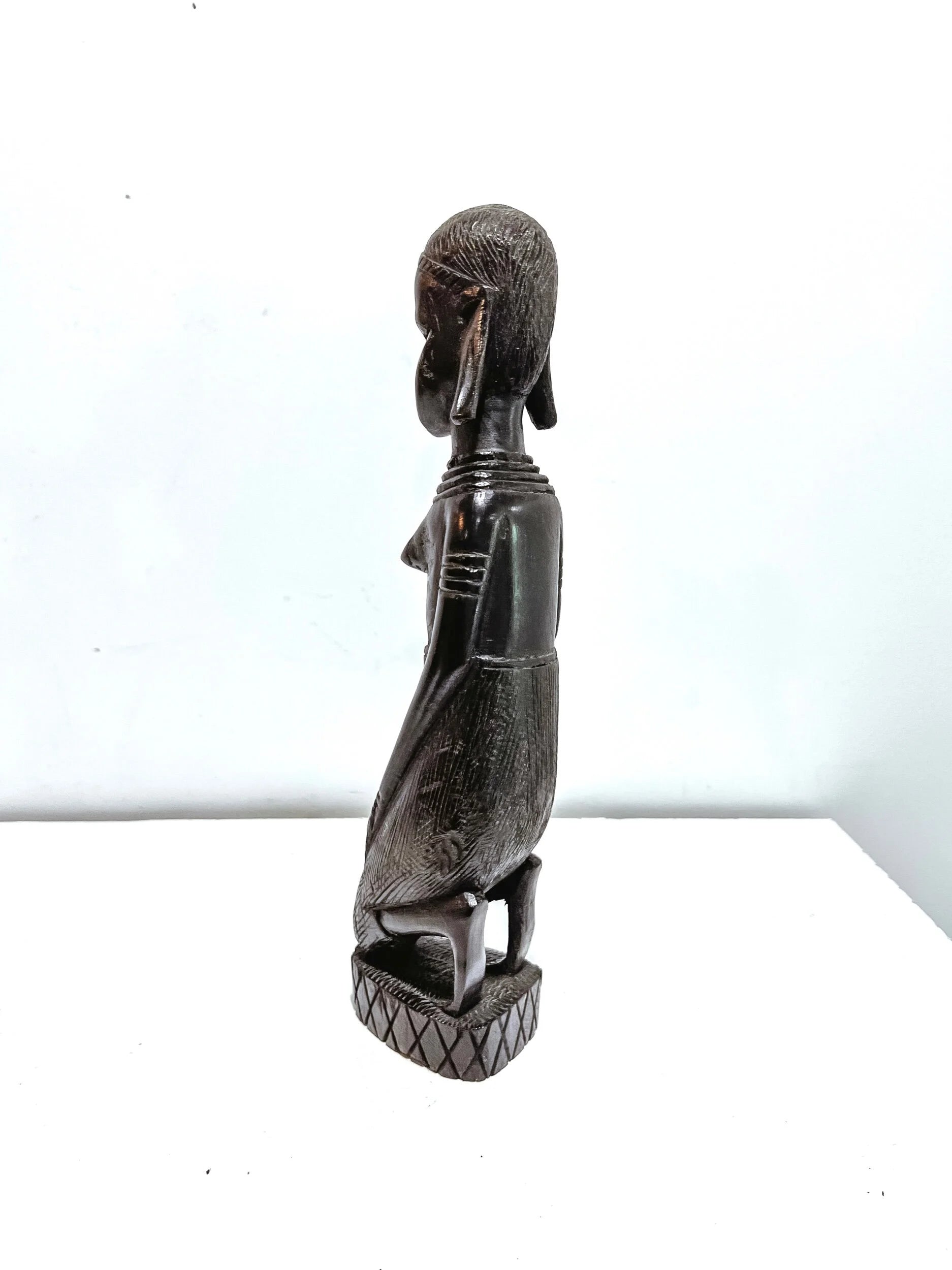 Hand- Carved Wooden African Woman Figurine