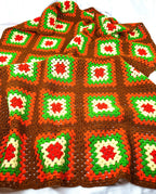 Hand-Crocheted Retro Granny Square Afghan