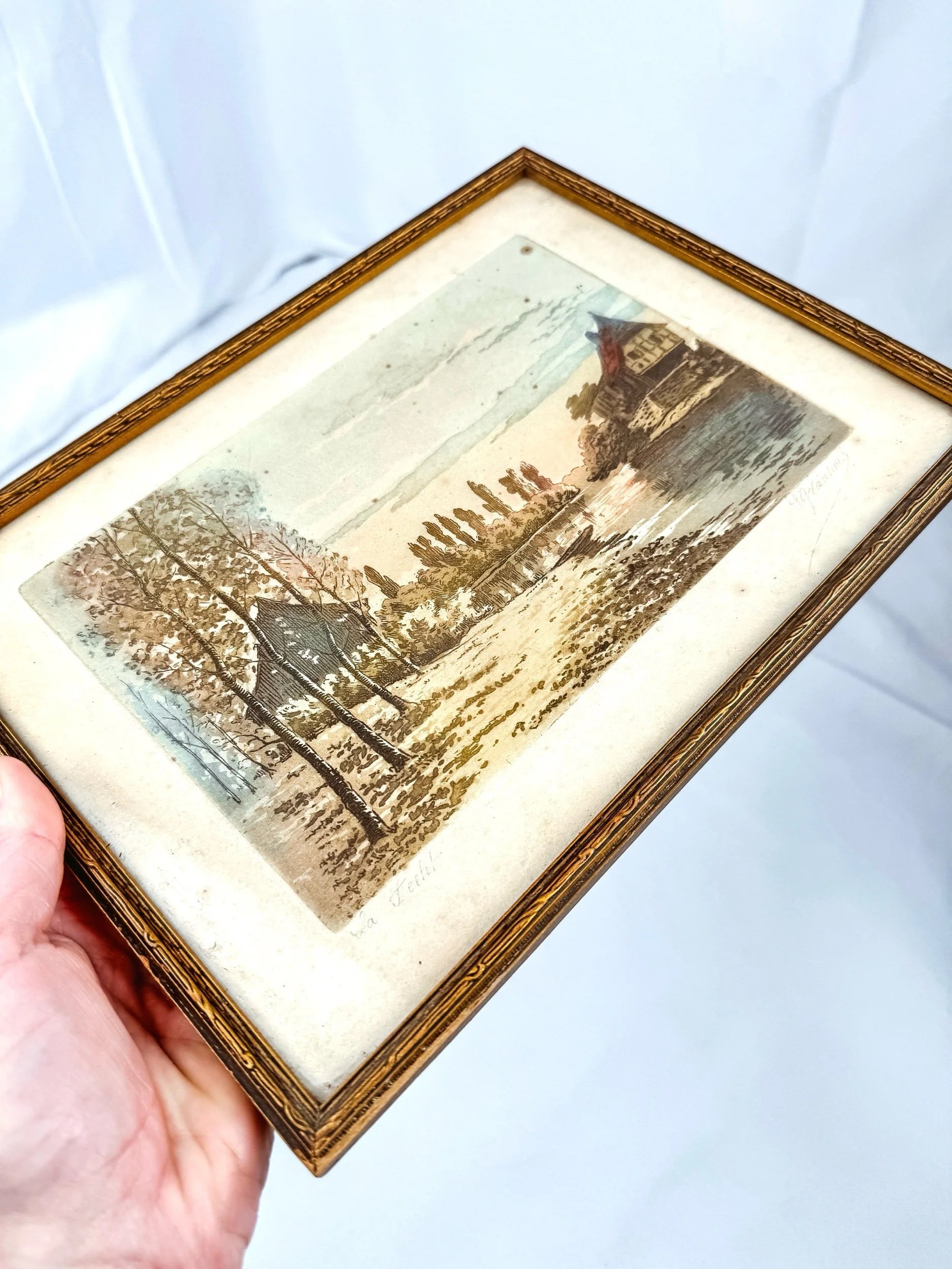 Framed, Signed Cottage Landscape Artwork