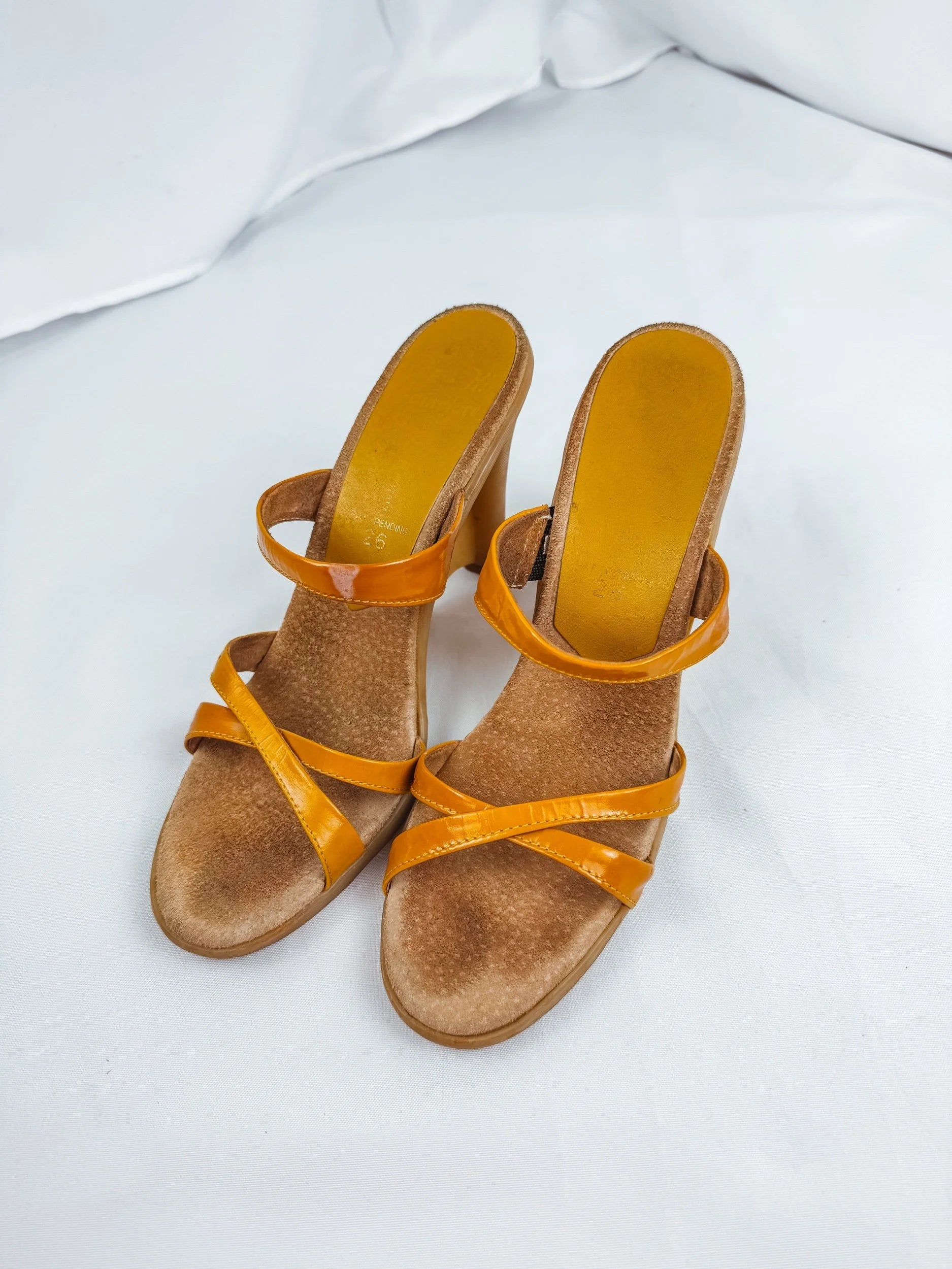 Orange Strappy Vintage Famolare Platform Sandals