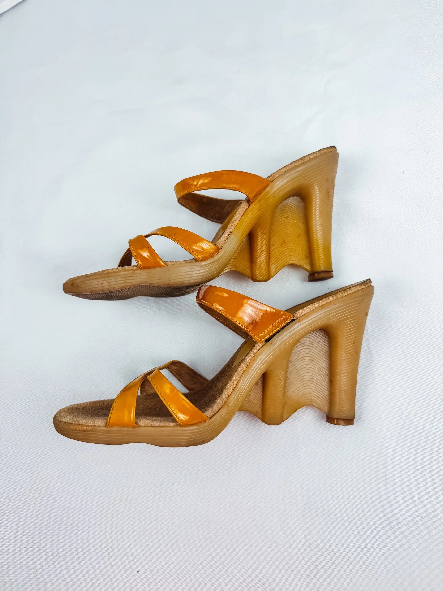 Orange Strappy Vintage Famolare Platform Sandals
