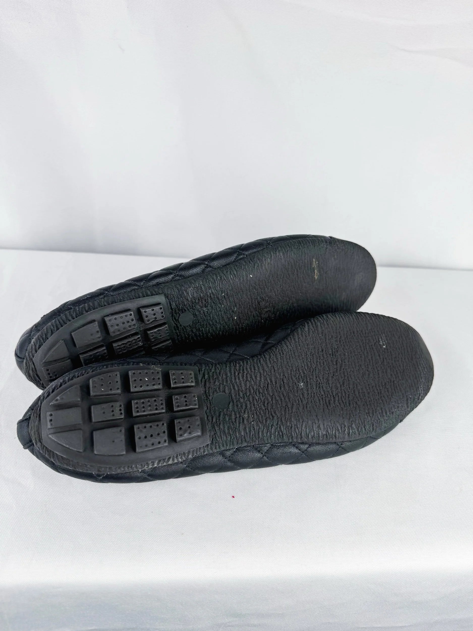 Paul Mayer Black Quilted Leather Ballet Flats