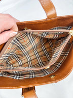 Burberry Brown Pebbled Leather Handbag