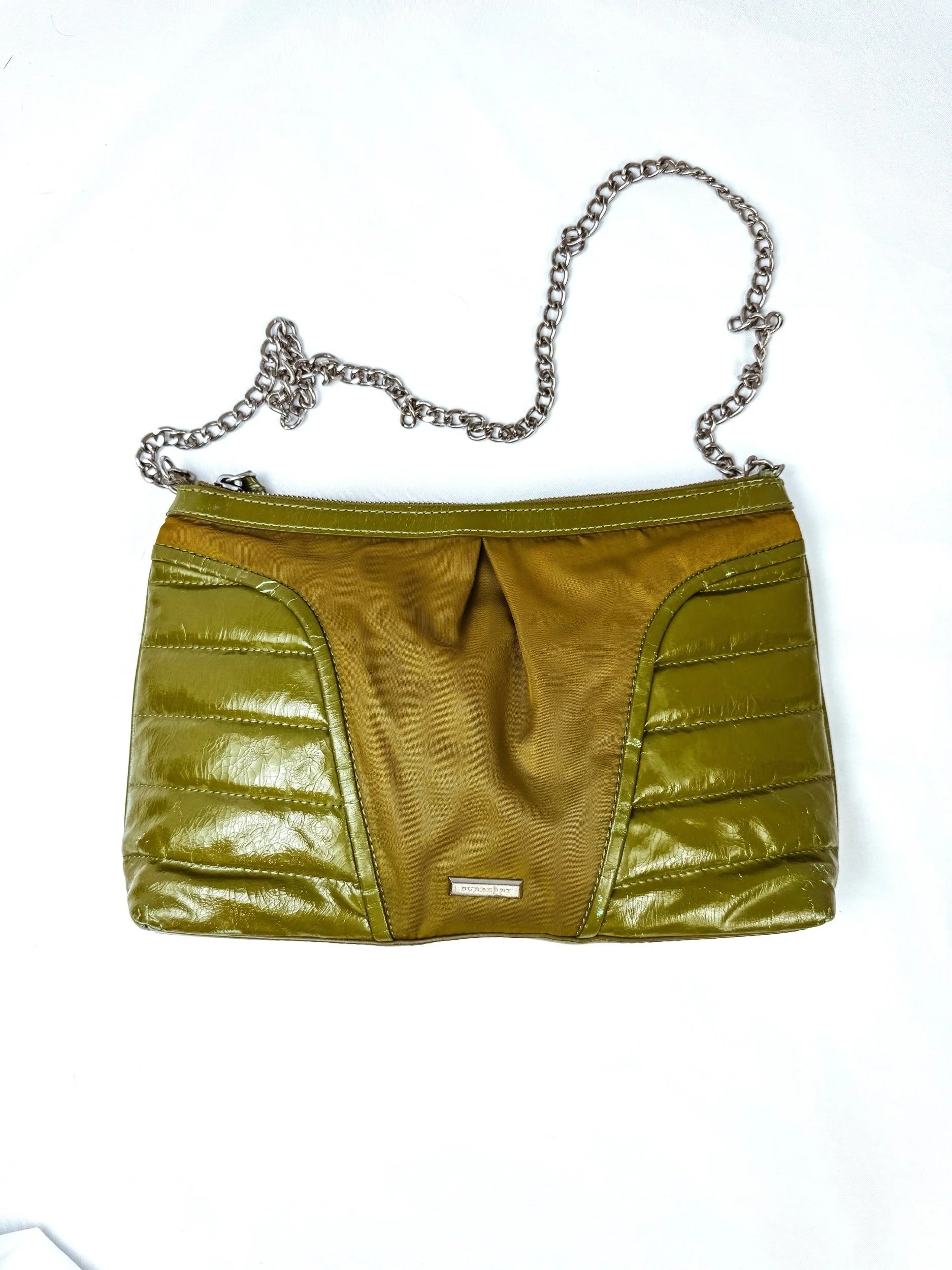 Vintage Burberry Olive Patent Leather Crossbody Bag