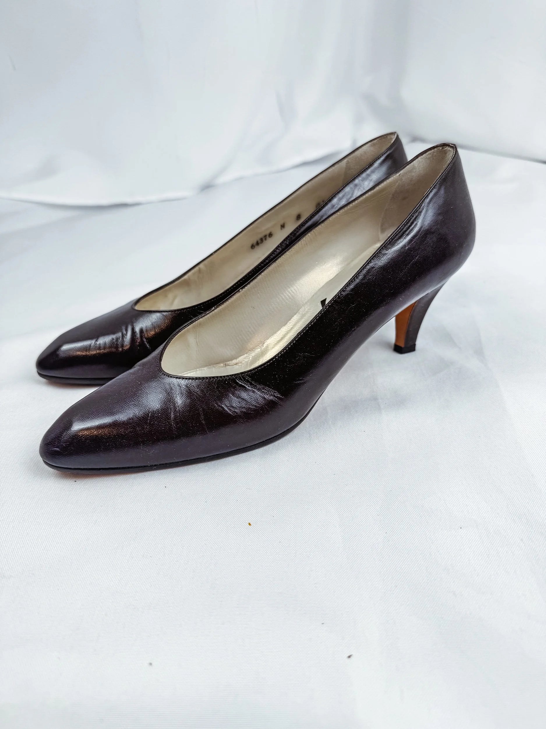 YSL Yves Saint Laurent Dark Brown Italian Leather Pumps