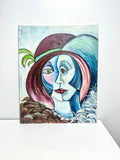 Original Watercolor Painting, Woman In Profile