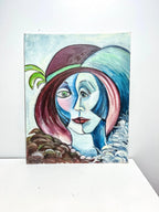 Original Watercolor Painting, Woman In Profile