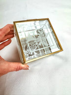 French Horn Etched Brass and Glass Box