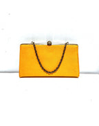 Vintage Orange Handbag, Brass Chain Handle