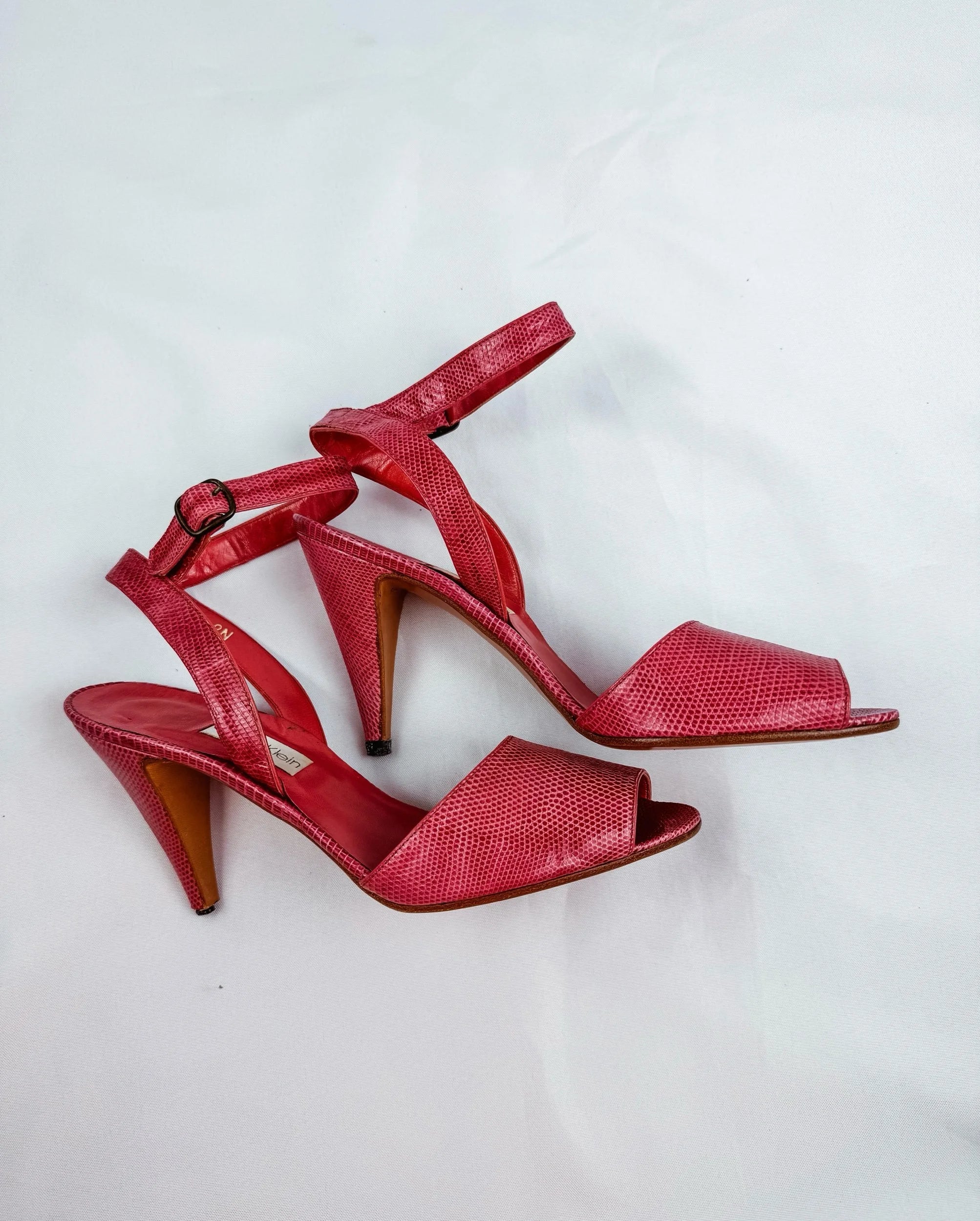 Calvin Klein Pink Leather Strappy Heels