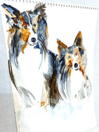 Lassie and Twin, Watercolor Painting on Paper