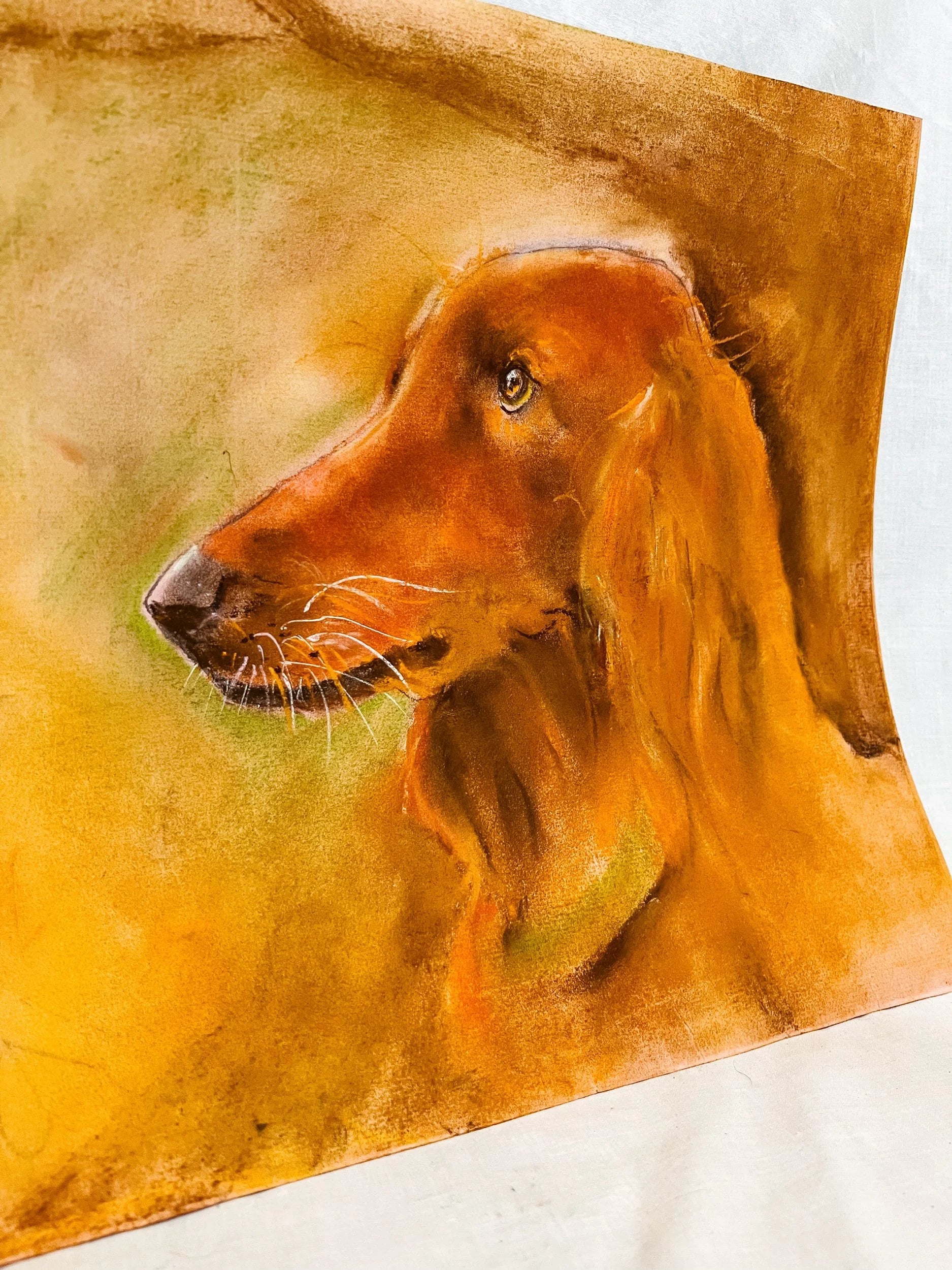 Bird Dog, Pastel Painting on Paper
