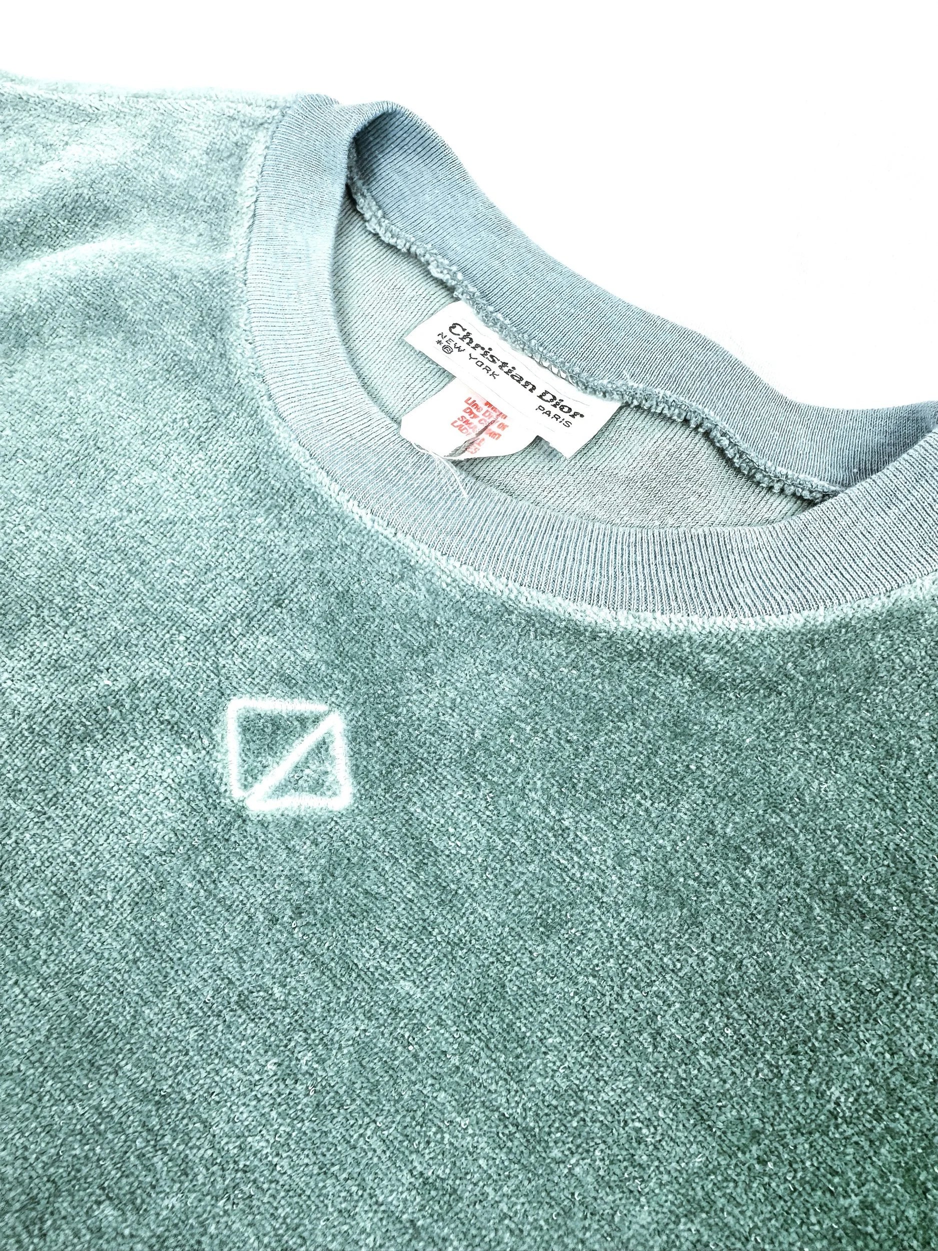 Vintage Christian Dior Seafoam Green Velour Long Sleeved Top