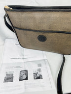 Vintage Fendi Coated Canvas/Black Leather Messenger Crossbody Bag