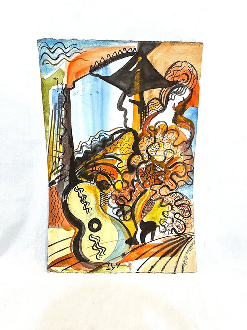 Double-Sides Abstract/ Seascape Watercolor on Paper