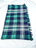 Vintage Green/Navy Plaid Wool Blend Blanket