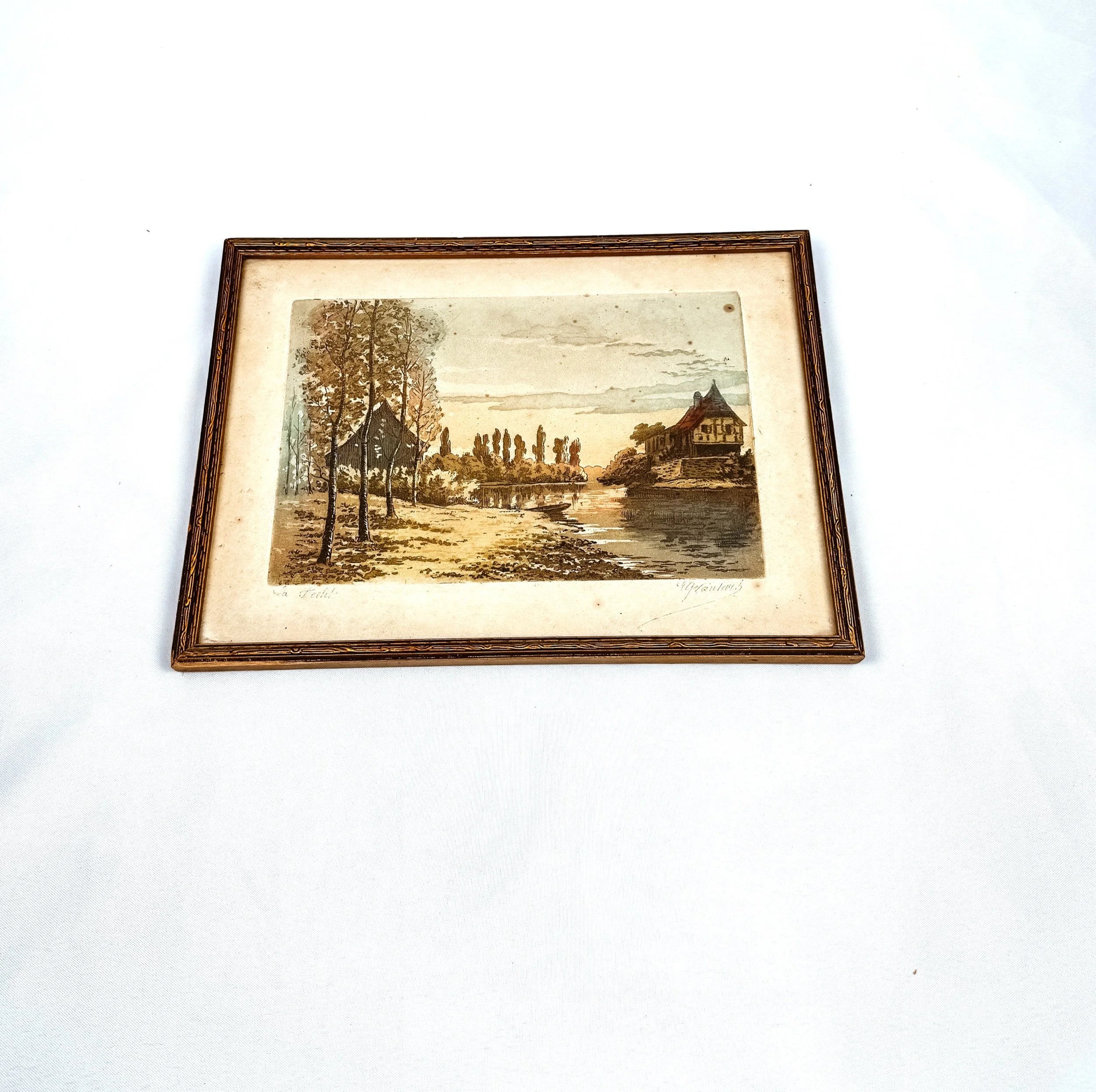Framed, Signed Cottage Landscape Artwork