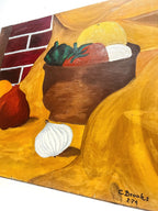 Vintage Fruit Still Life Original Oil Painting on Canvas
