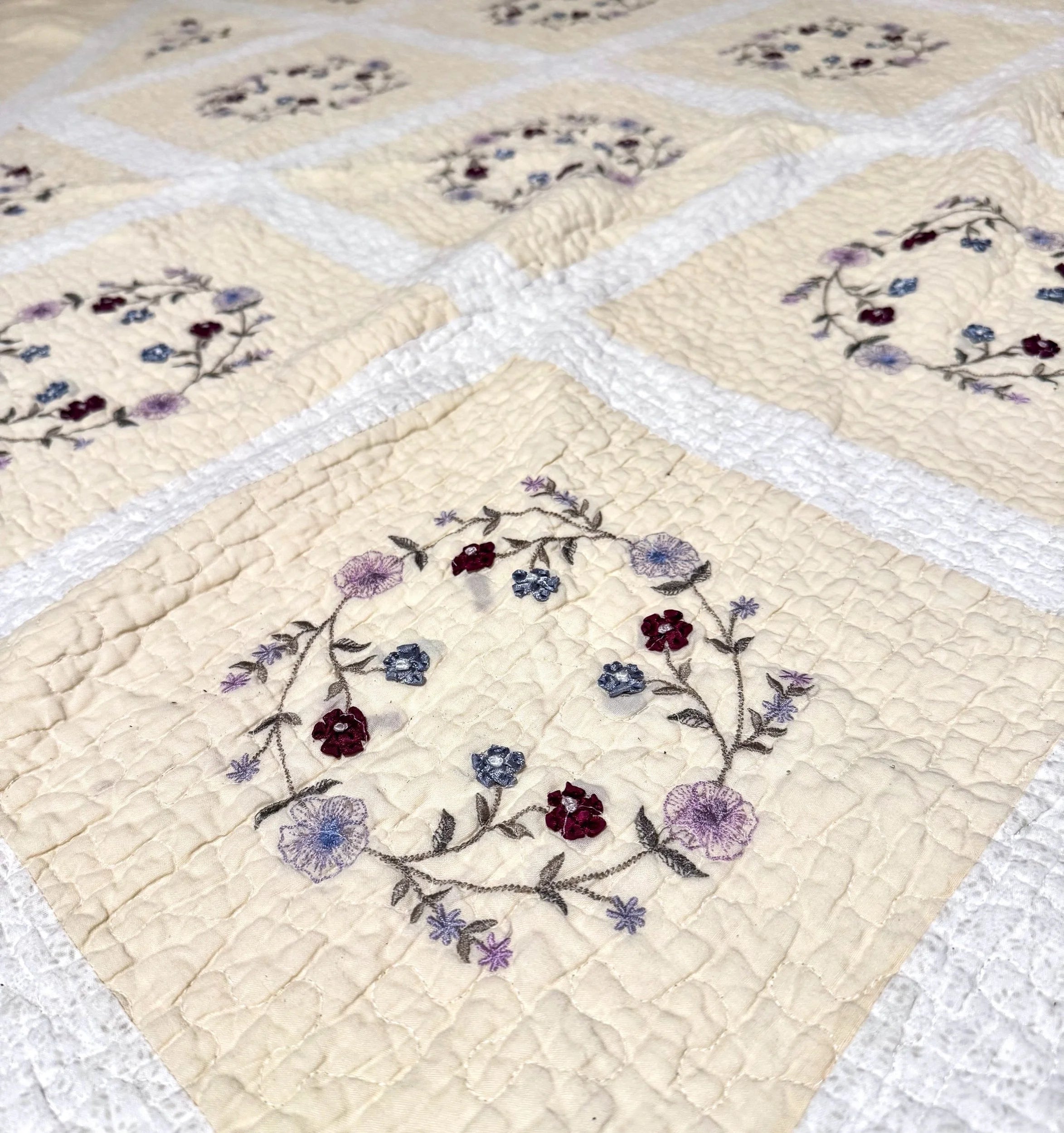 Butter Yellow Hand-Embroidered Quilt