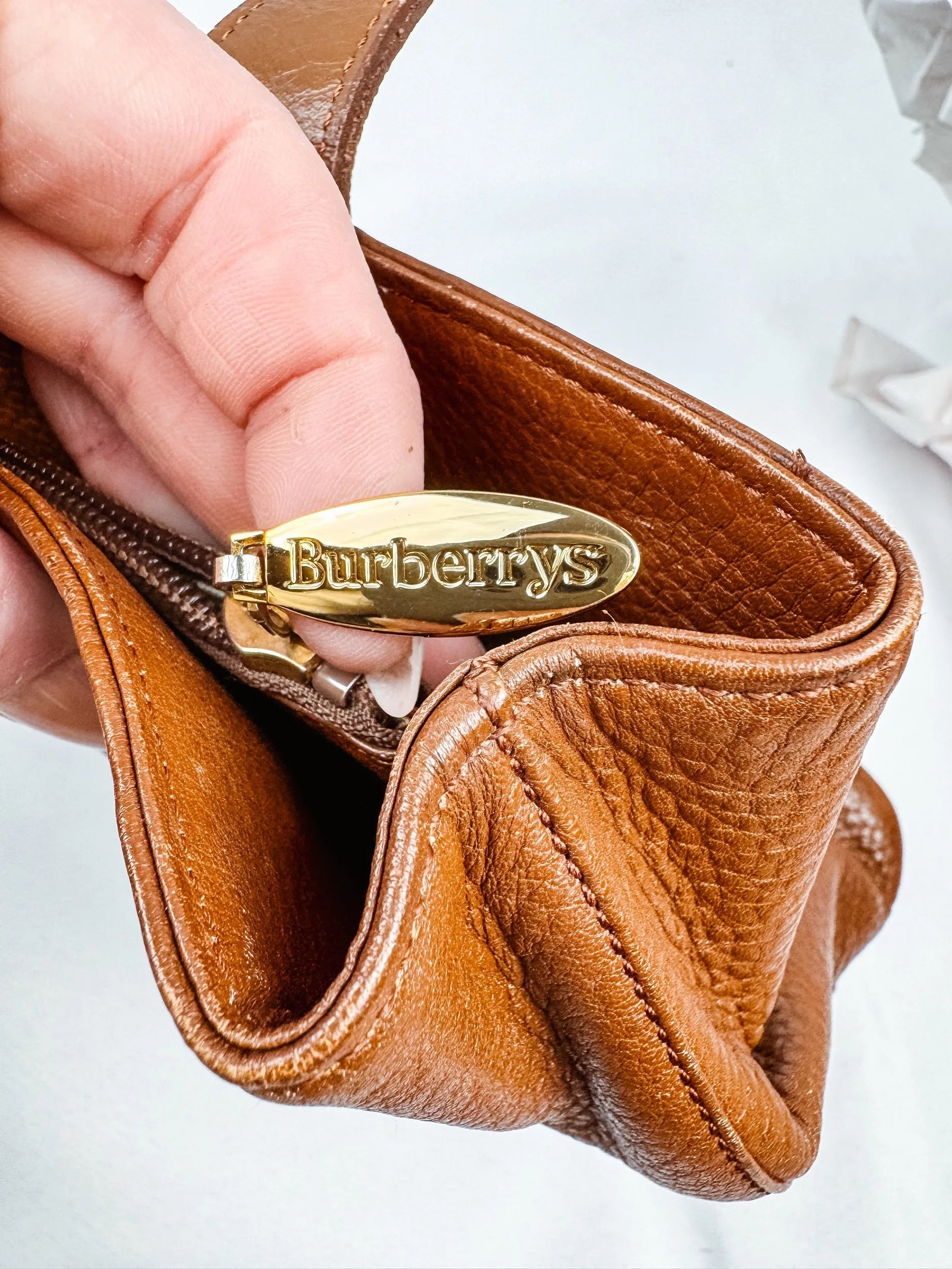 Burberry Brown Pebbled Leather Handbag