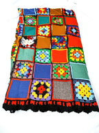 Granny Square Crocheted Patchwork Quilt