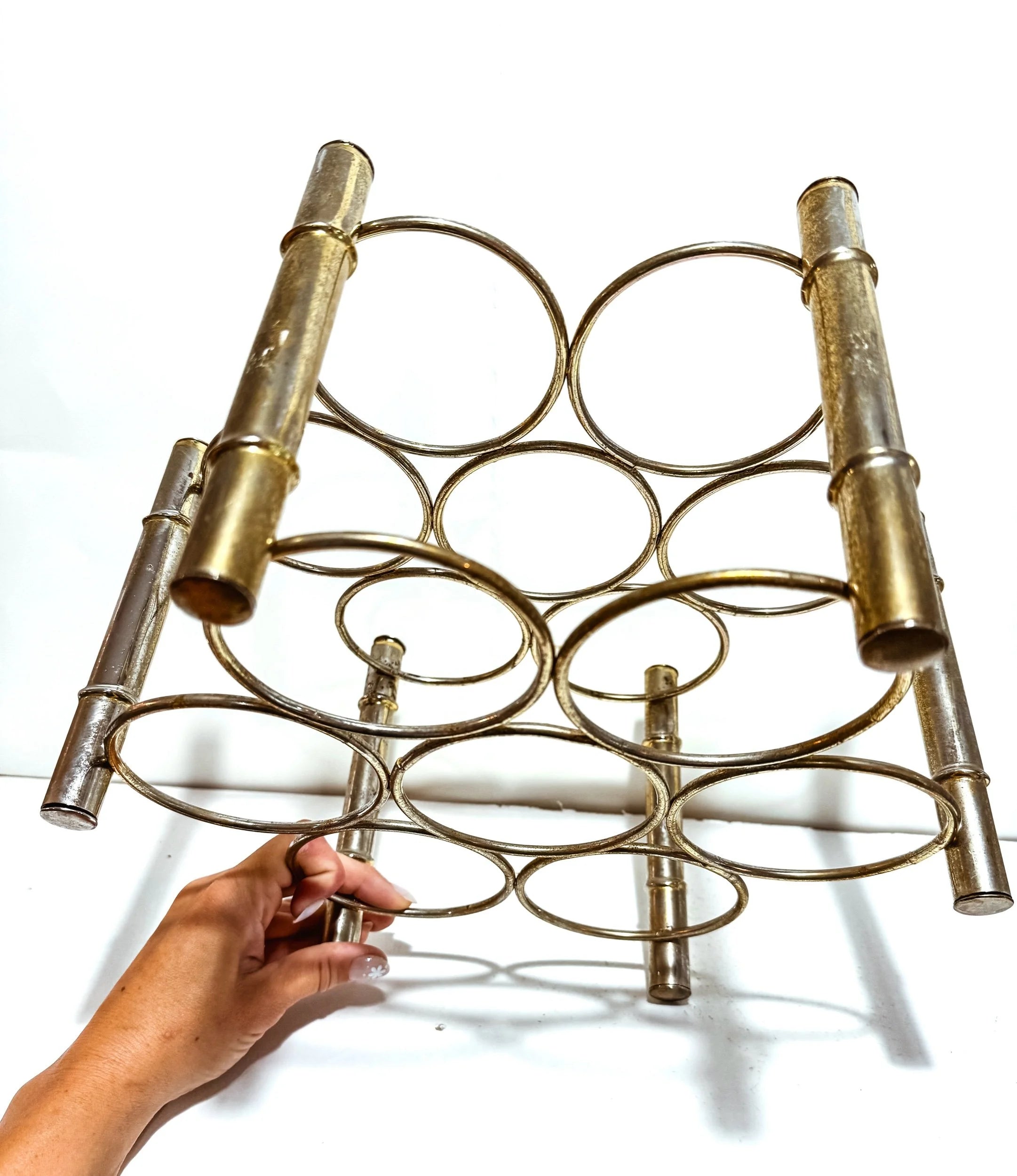 Brass Faux Bamboo Wine Holder