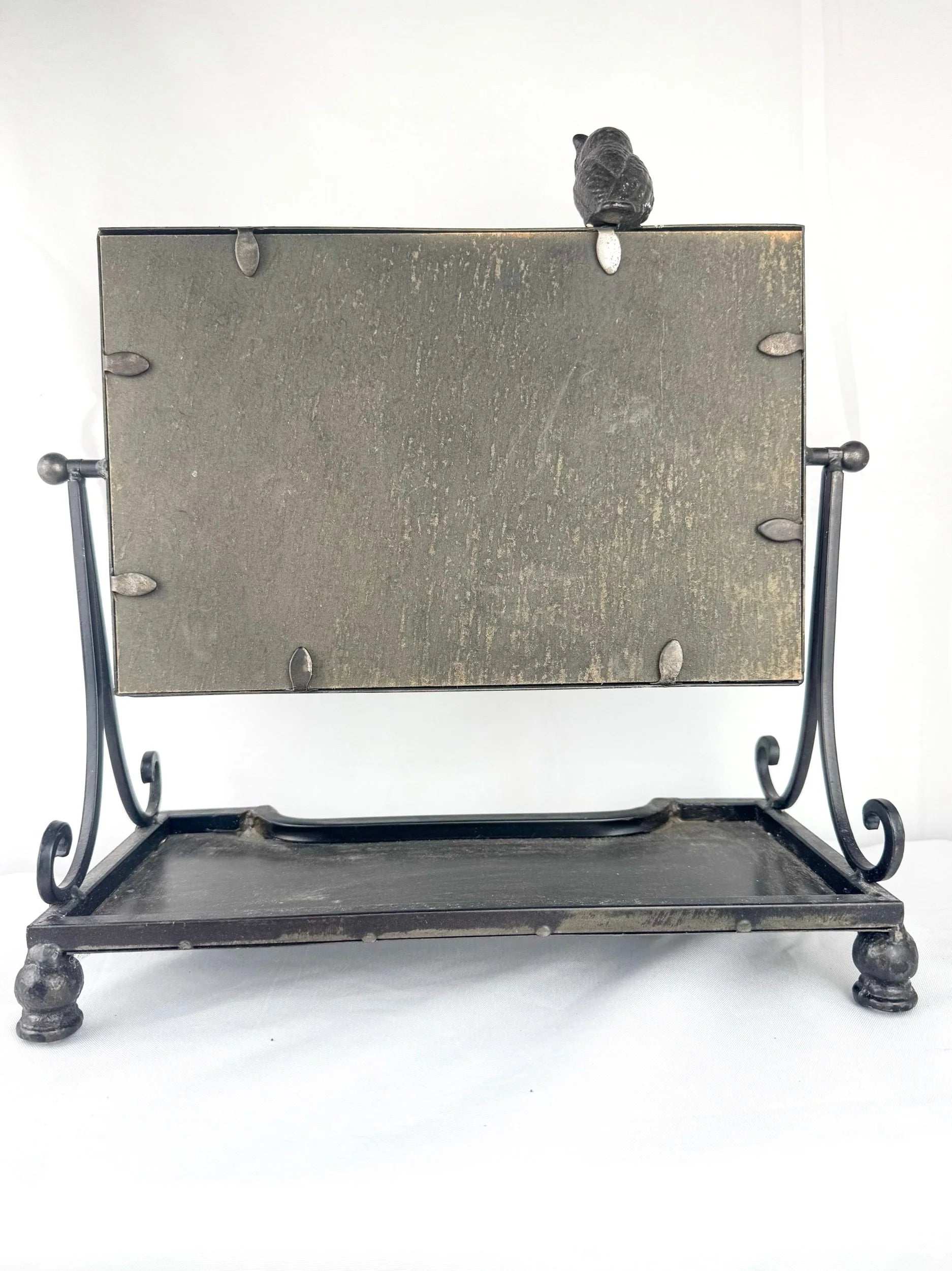 Wrought Iron Owl Mirror On Stand